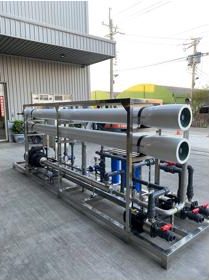 Seawater reverse osmosis skid outside an industrial building
